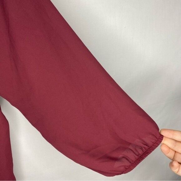 AGB Maroon Flowy Long Sleeve Lightweight Stretch Blouse XL - Picture 5 of 11